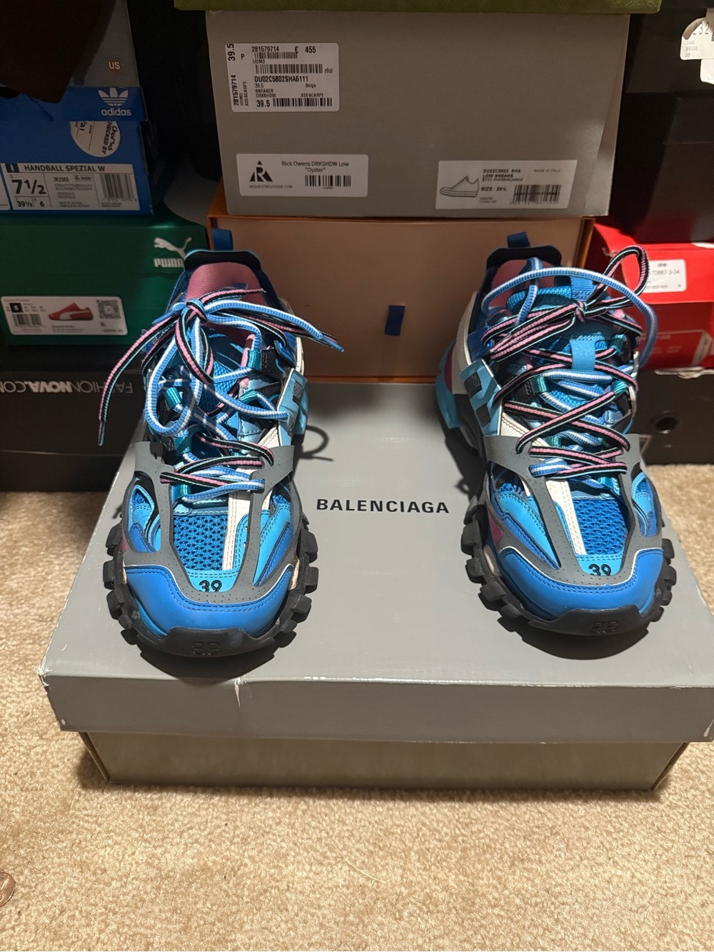 Balenciaga Kids Blue and Pink Trail-Style Sneakers
